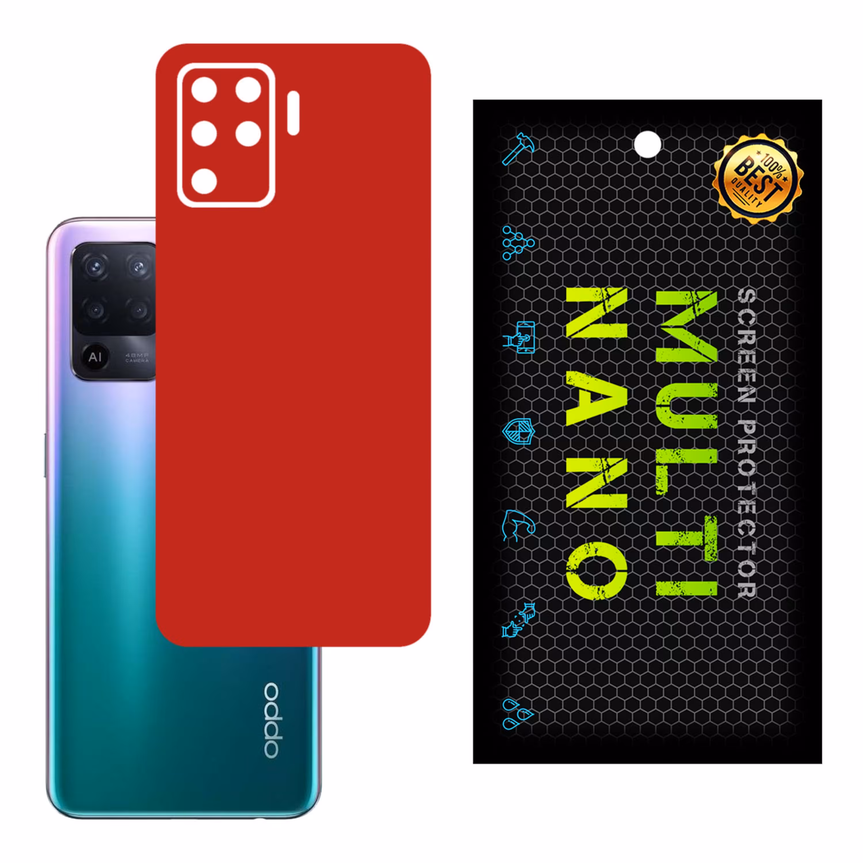 برچسب پوششی MultiNano مدل X-F1M-Red برای پشت موبایل اوپو A94 4G