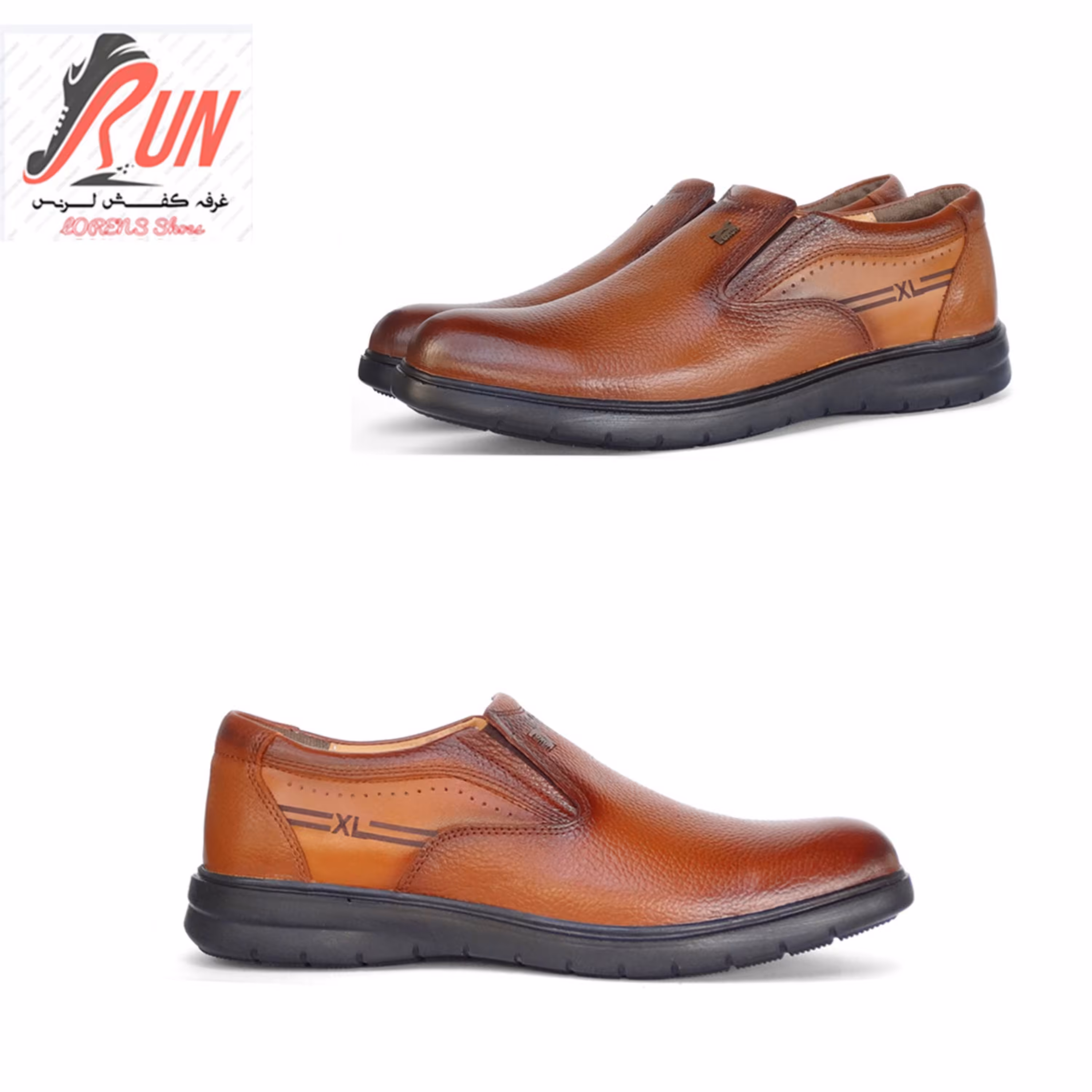 کفش طبی تمام چرم مردانه مدل اولــتیما با زیره نرم و راحت PU رنگ عســـلی