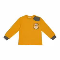 بلوز آستین بلند پسرانه مدل Great outdoor  طرحدار  نارنجی