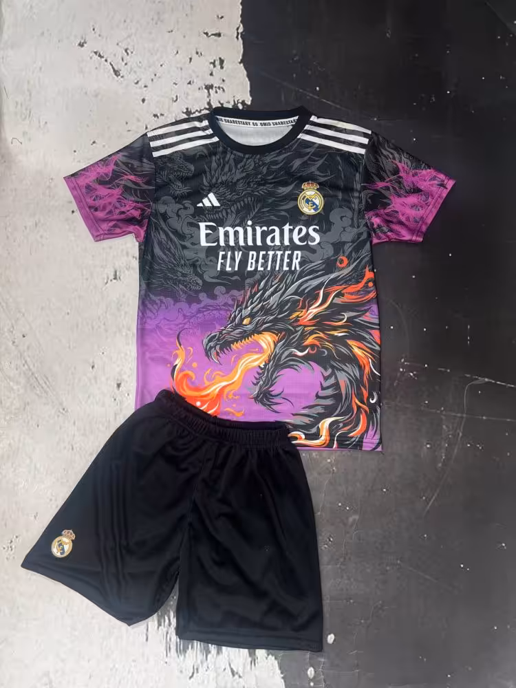 کیت بچه گانه دراگون رئال 2025 مشکی بنفش (چاپ بلینگهام)