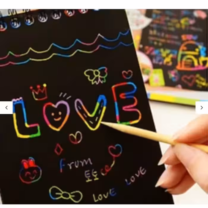 10عدد دفترچه یادداشت جادویی رنگی وحدت فانتزی جذاب و زیبا تخته ذغالی در عین حال رنگین اسکراچ برد