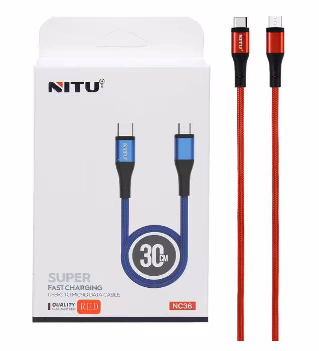 کابل شارژ پاوربانک فست نیتو تایپ سی به میکرو یو اس بی مدل NC36