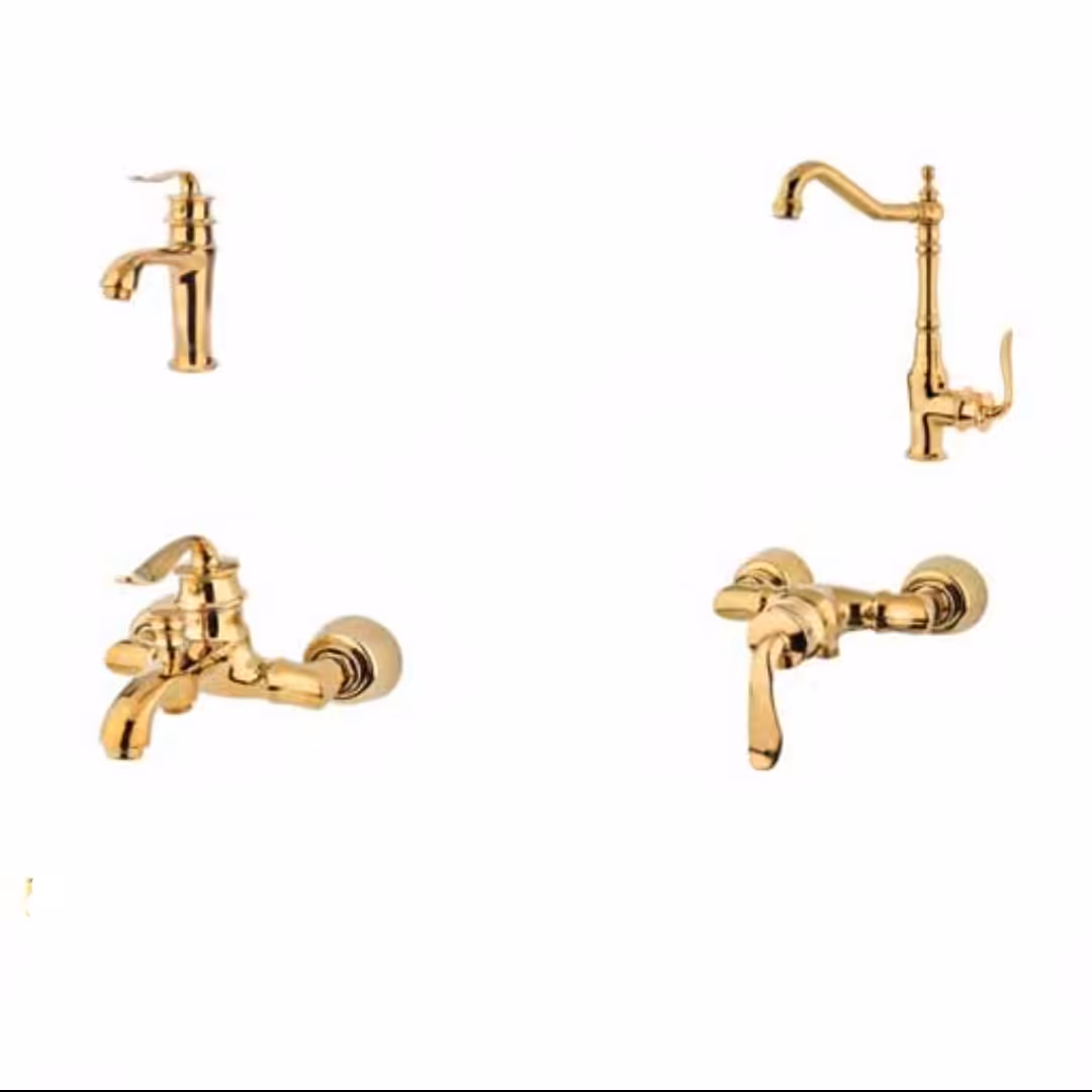 ست شیر الات ارمغان مدل  ژاسپر طلایی  (شیر توالت ظرفشویی روشویی وحمام )