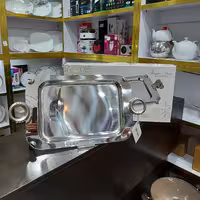 سینی مستطیل نگار دسته نگین دار ابعاد ( طول 45 عرض 27)