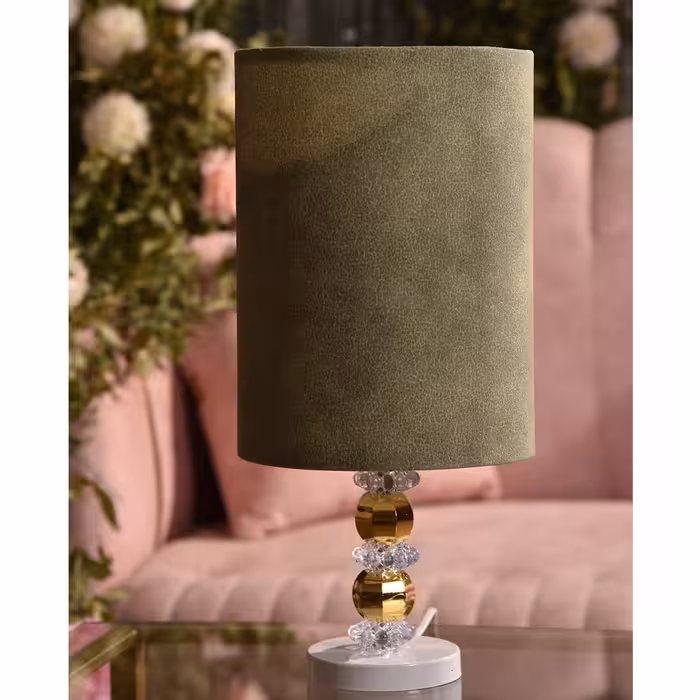 چراغ خواب رومیزی مدل طرح چرم رنگ سبز مغزپسته ای