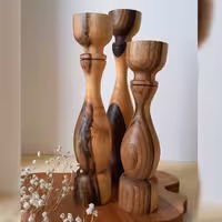 پایه شمع چوبی ، جاشمعی چوبی، شمعدان چوبی گردو 