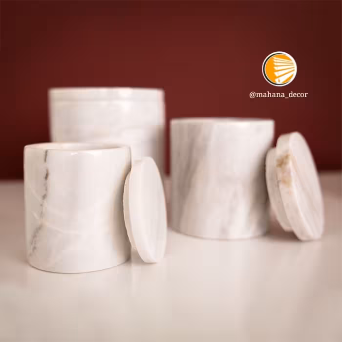 بانکه سنگی سفید مجموعه سه تایی 