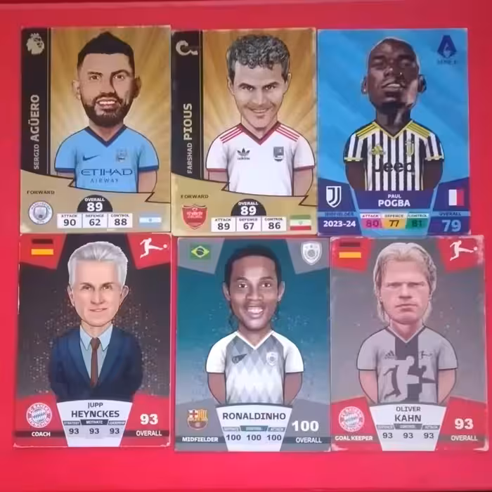6عدد کارت کیمدی پوگبا،آگوئر،پیوس،الیورکان،رونالدینیو و هاینکس
