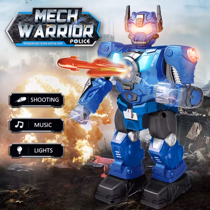 ربات بزرگ به قیمت کارخانه و عمده --- آبی تیر انداز موزیکال چراغدار