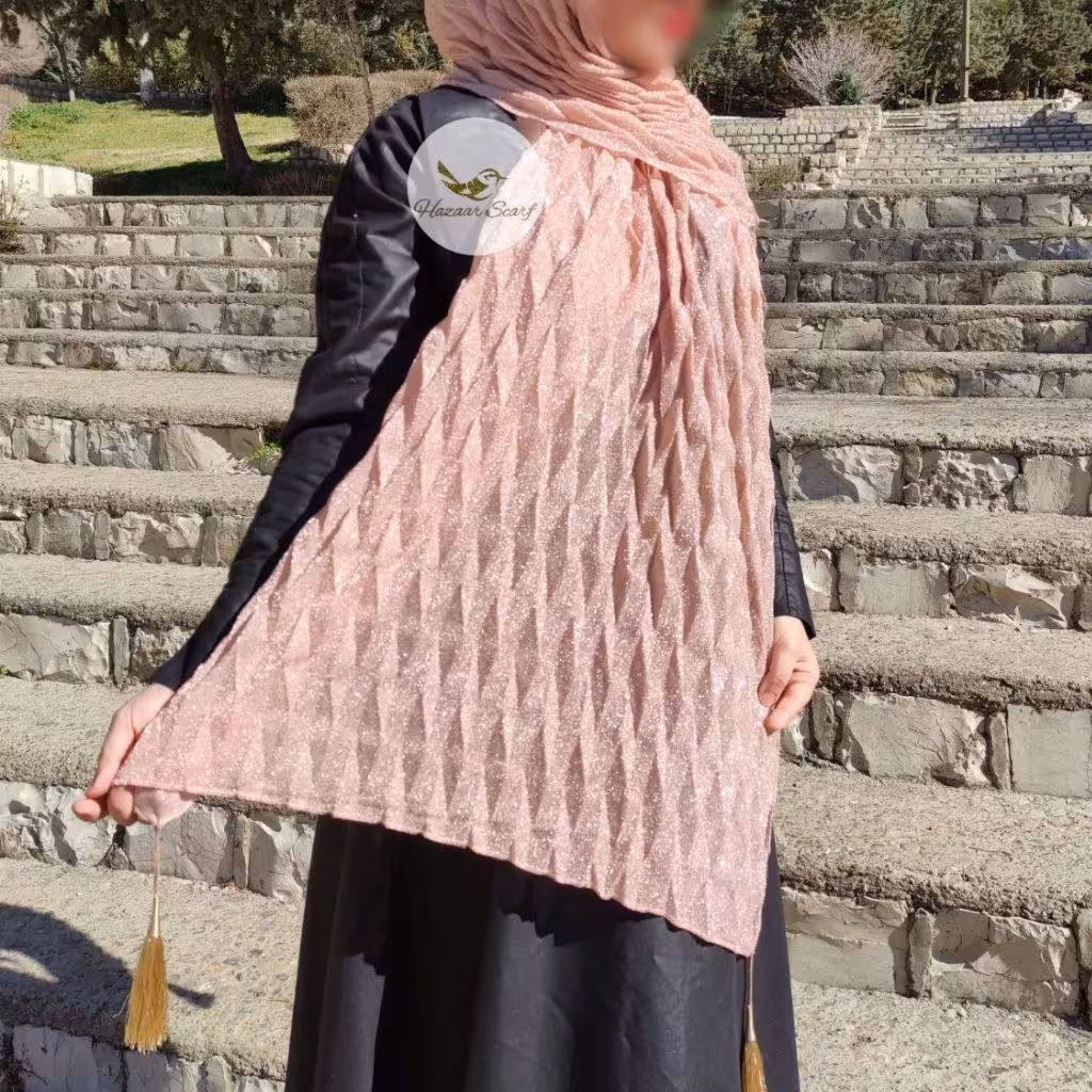 شال لمه پلیسه گلبهی هر چهار گوشه منگوله دار نخی مجلسی و بیرونی