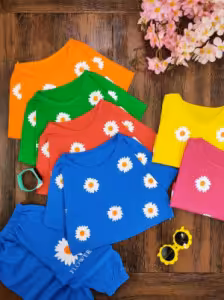کراپ وشلوارک بابونه رنگی