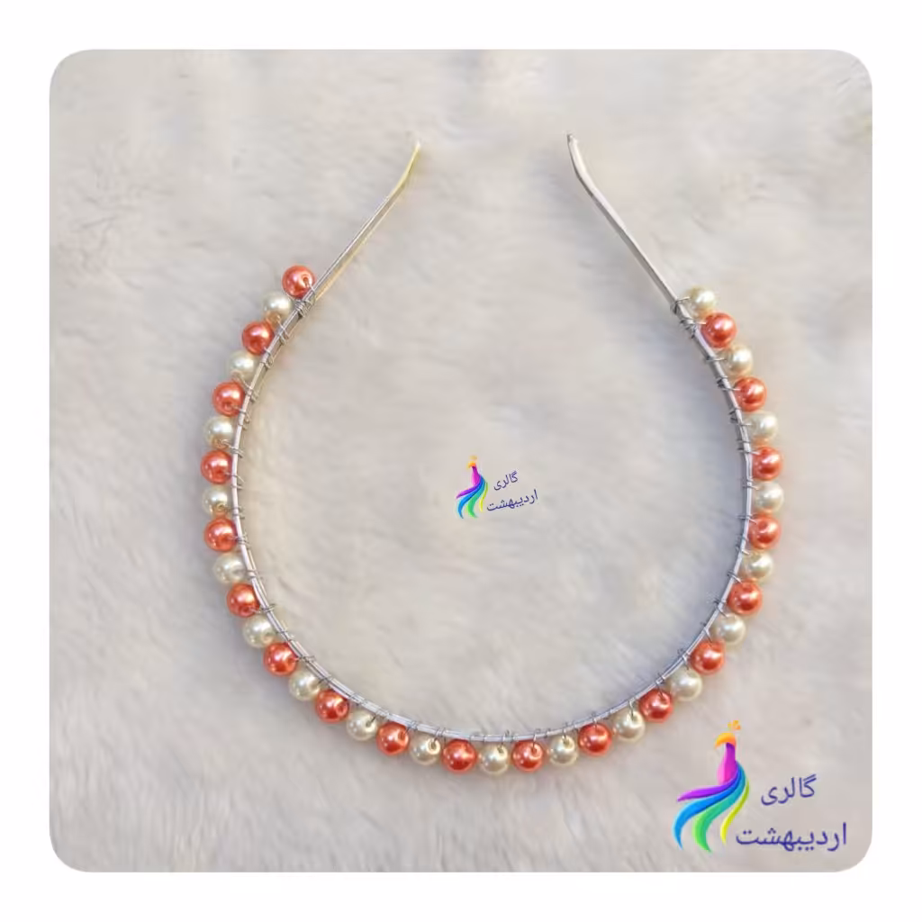 تل مرواریدی یک ردیفه سفید و گلبهی