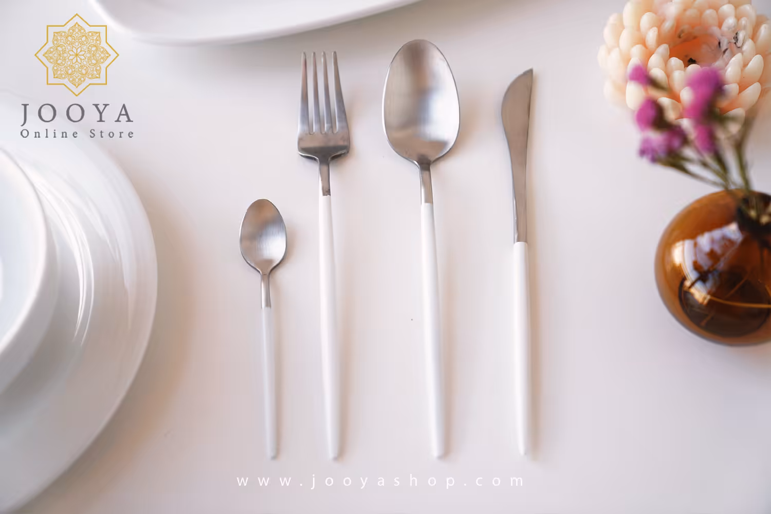 ست قاشق و چنگال STAINLESS STEEL سفید