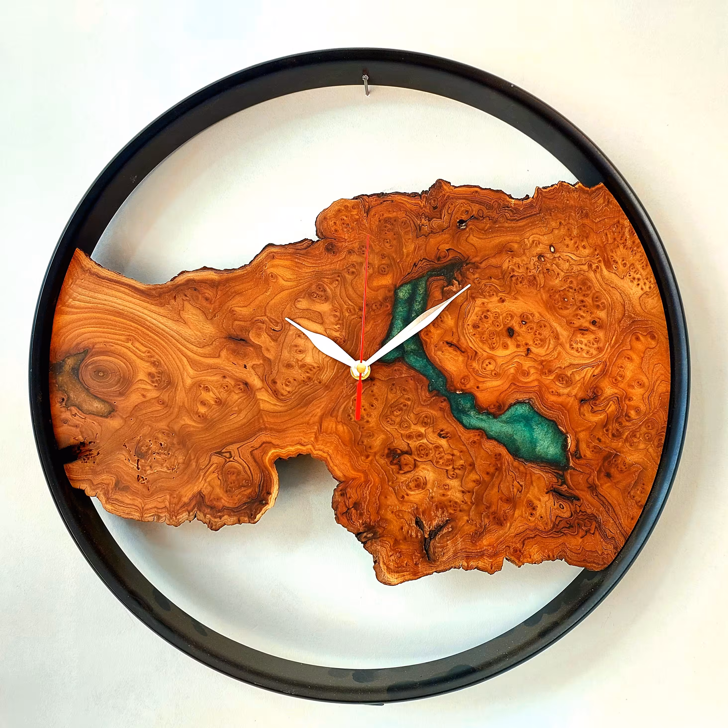 ساعت دیواری روستیک جوش سنجد با ترکیب رزین سبز کله غازی