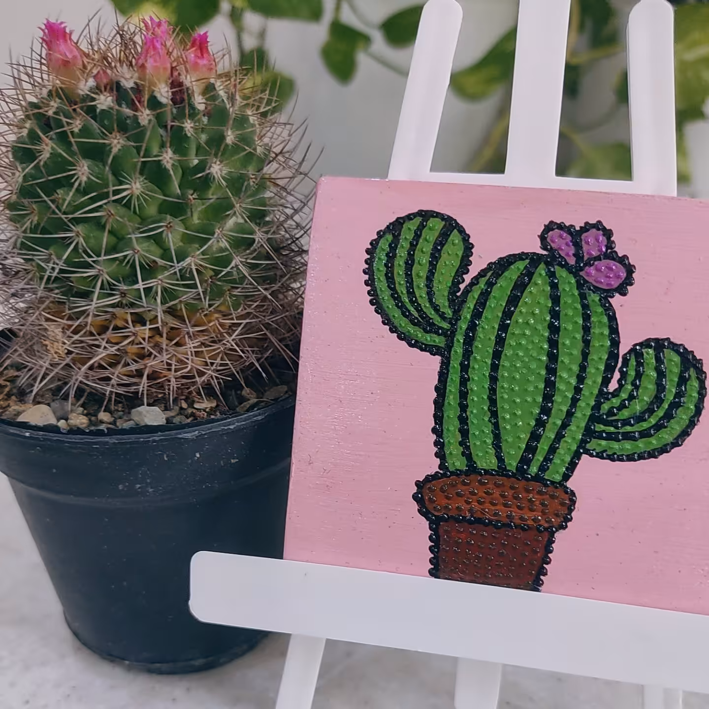 نقطه کوبی مربع طرح کاکتوس🌵