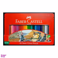 مداد رنگی 36 رنگ جعبه فلزی تخت طرح کلاسیک مداد شش وجهی 115846