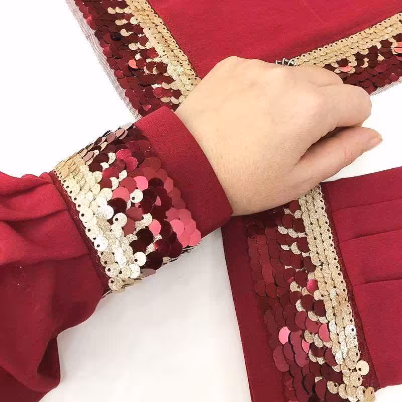 ست روسری و ساق دست پولکی قرمز