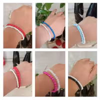 دستبند های دوتایی مروارید و کریستال با رنگ بندی های جذاب و زیبا 