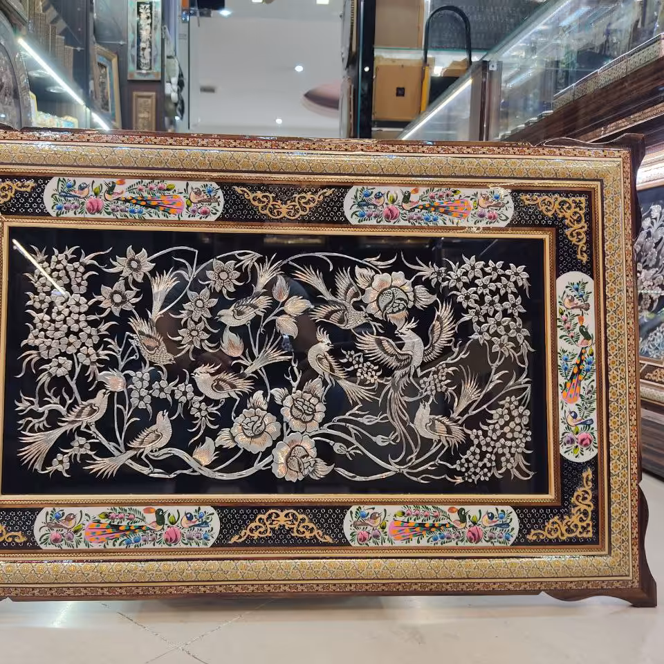 تابلو خاتم کاری با پلاک مس قلم زنی کار دست با 10 سال ضمانت