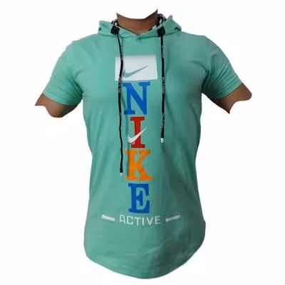 تیشرت سبز کلاه دار نایک