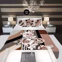 سرویس  روتختی دونفره 8تکه چاپی قابل ست با پرده با انتخاب جنس پارچه کد 580