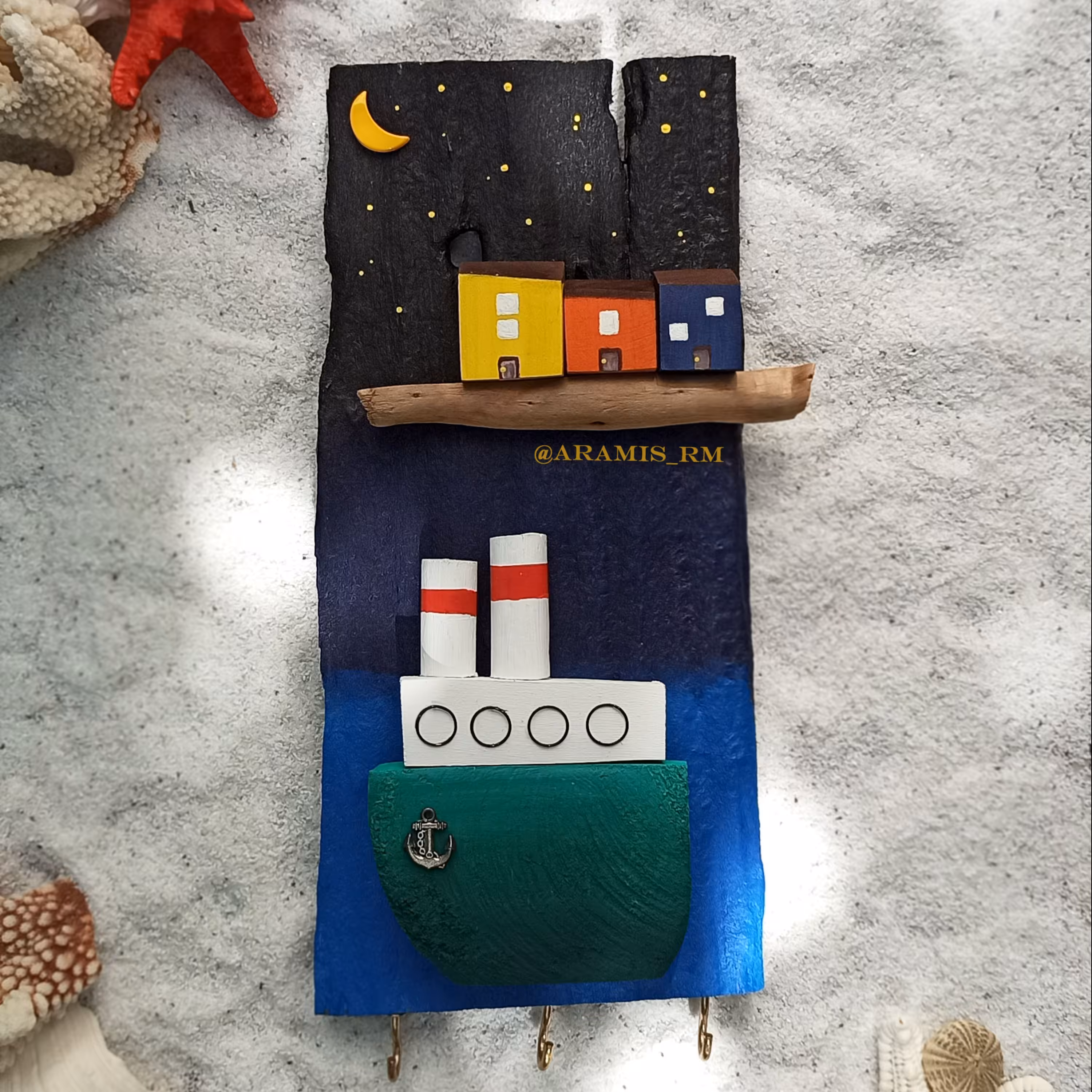 جاکلیدی دیواری طرح کشتی بخار