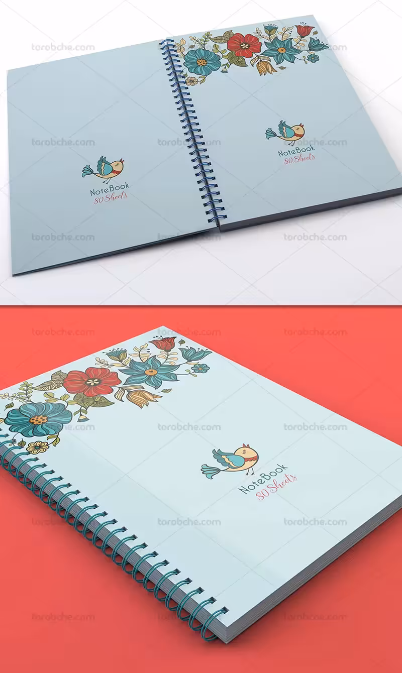 جلد دفتر گل و مرغ فانتزی | گرافیک با طعم تربچه