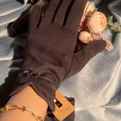 دستکش زنانه مشکی مدل انگلیسی وارداتی دستکش زمستانی دخترانه و زنانه