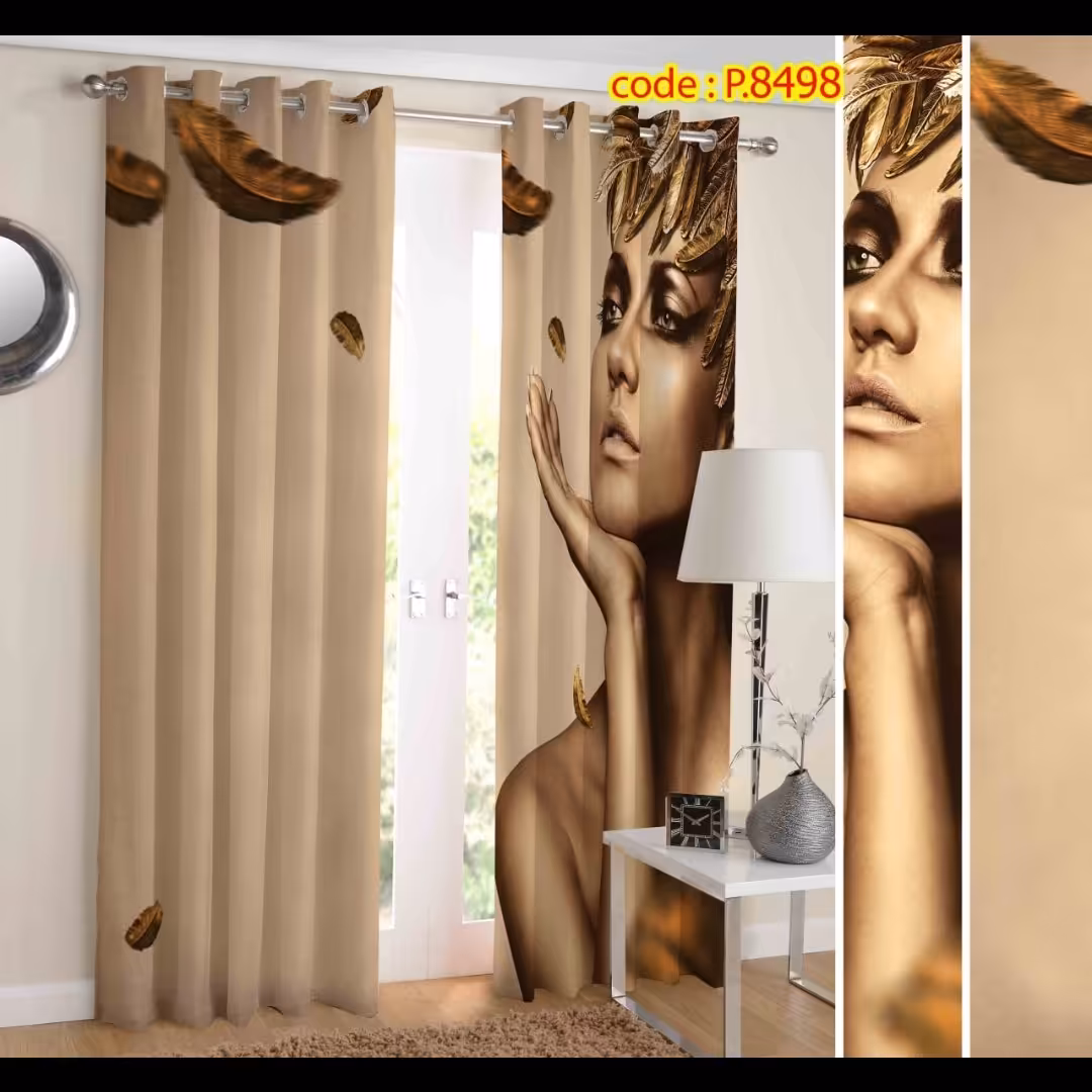 پرده اتاق خواب دخترانه دو قواره طرح رخ کد P8498