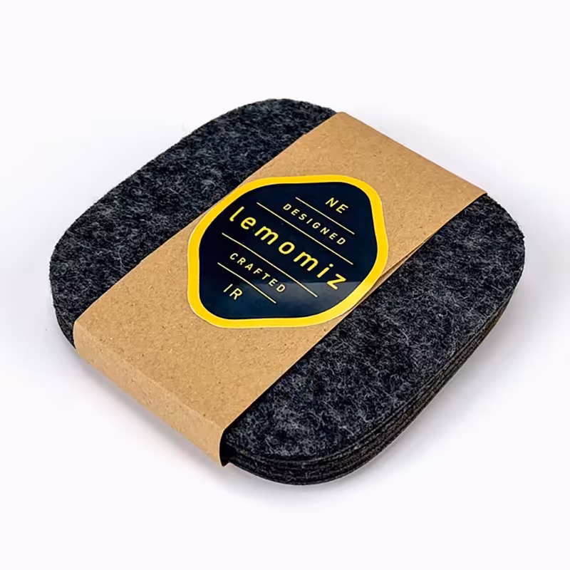 پک چهارتایی زیرلیوانی نمدی-چرمی لمومیز سایز 10 در 10