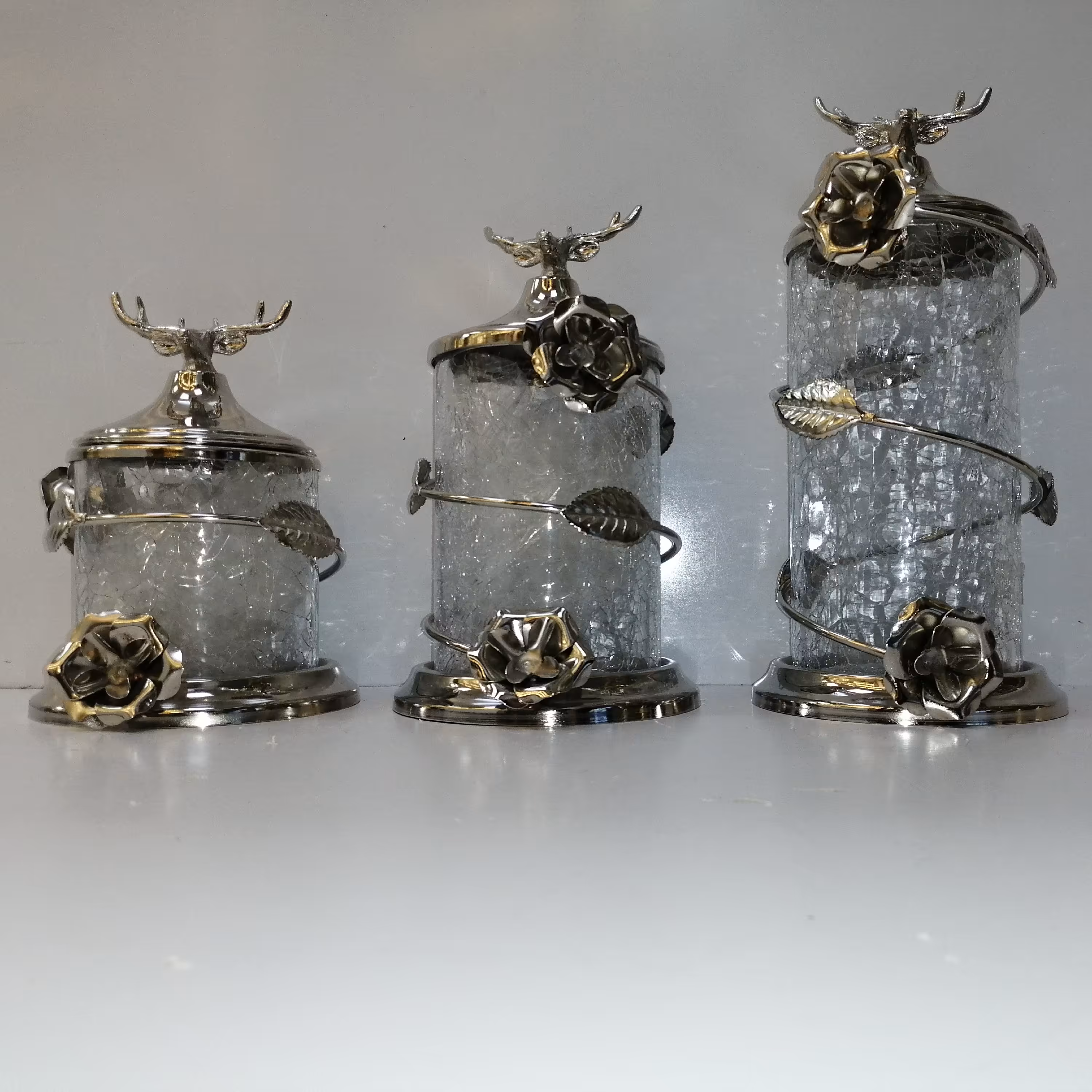 کندی یا پا سماوری 3 عددی سیلور گل رز