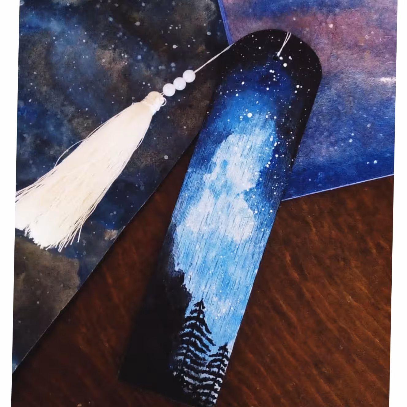 بوک مارک(نشانگرکتاب) چوبی طرح گلکسی