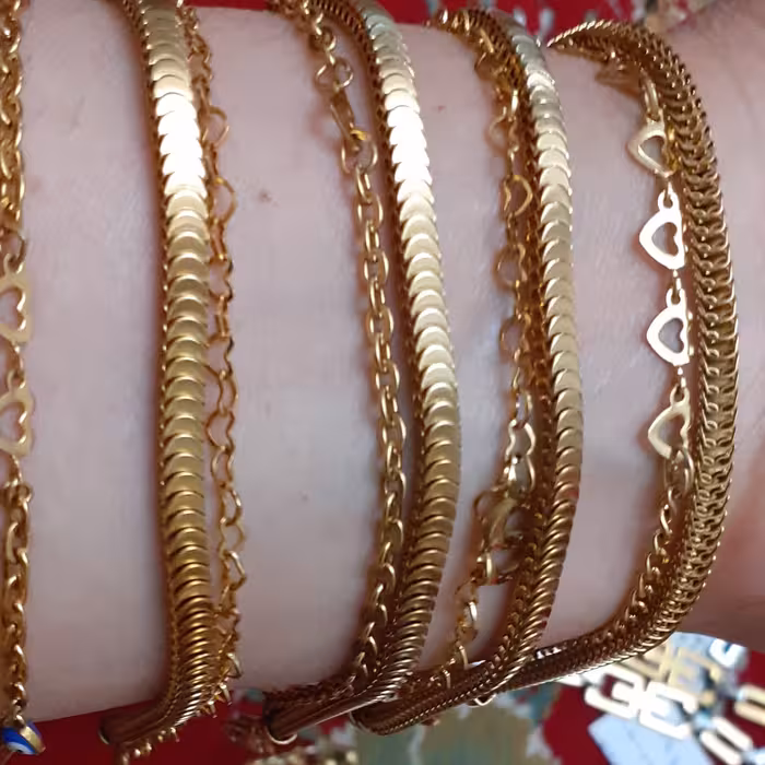 دستبند دو ردیفه  تمام استیل ماری رنگ ثابت  ضد حساسیت کد 9090