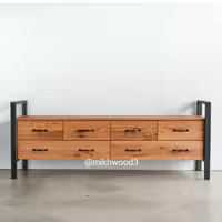 میز تلویزیون با طراحی فوق العاده بدنه تمام چوب و پایه های فلز