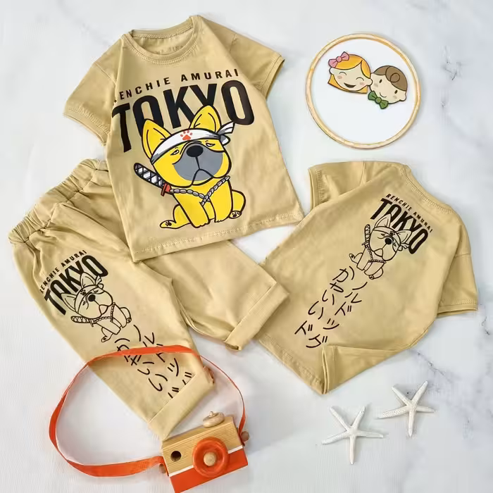 ست اسپورت بچگانه تیشرت شلوارک خیلی خنک جنس پنبه مناسب 2 تا 10 سال تک رنگ 