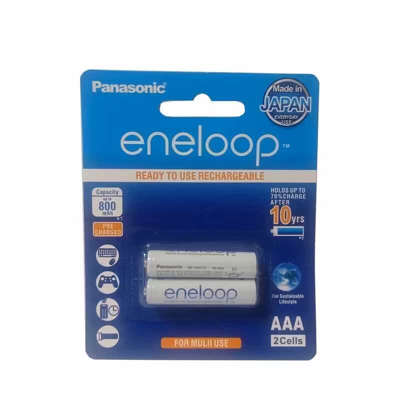 باتری نیم قلمی قابل شارژ پاناسونیک مدل bk-4hcce/4bt/Eneloop pro بسته 2 عددی