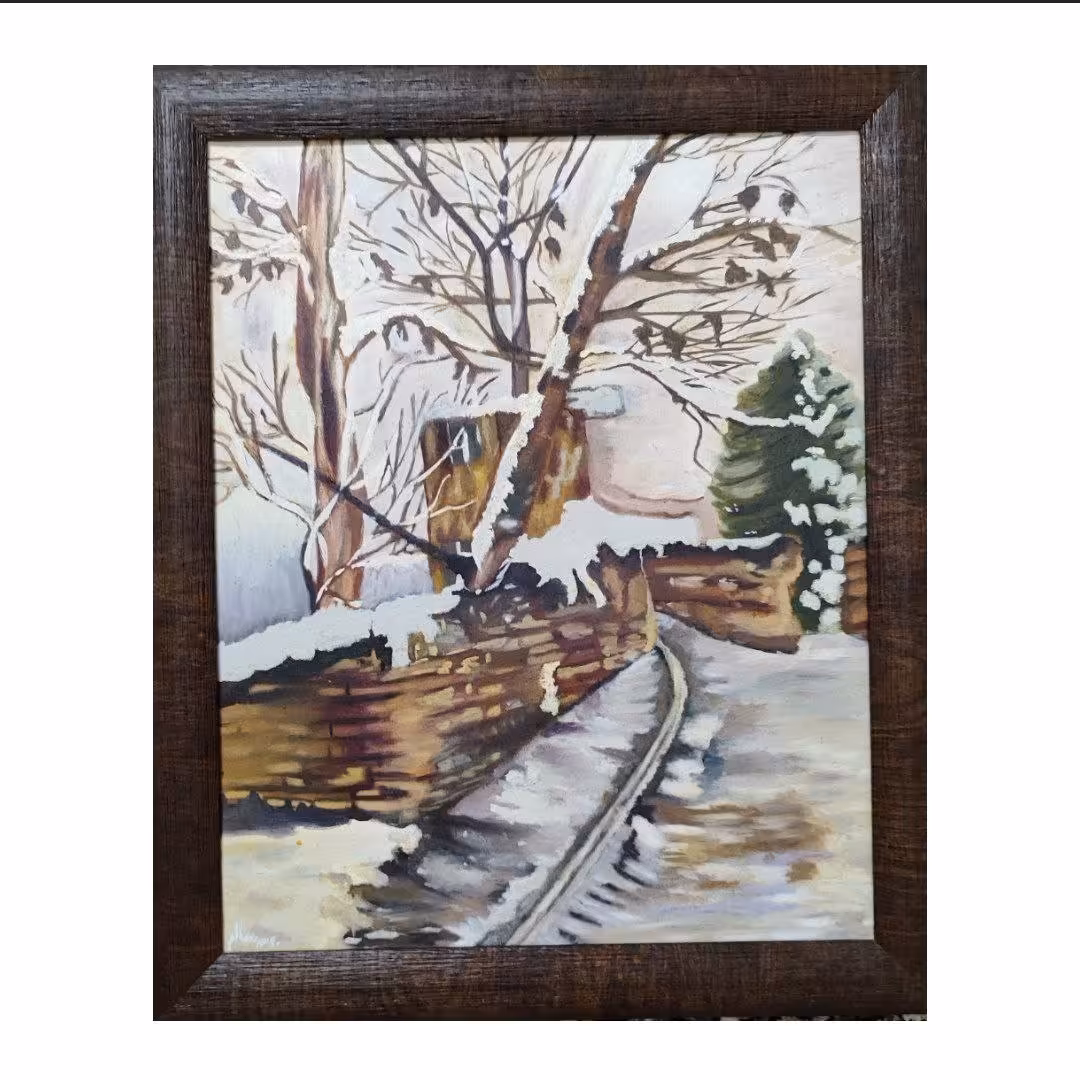 تابلو طرح زمستان برفی رنگ وروغن
