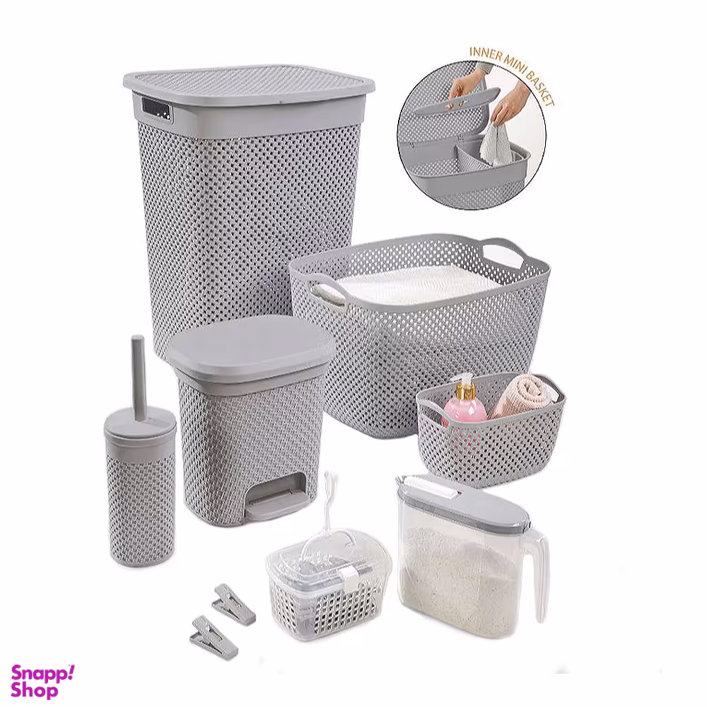 ست حمام لیمون مدل بافت مجموعه 7 عددی