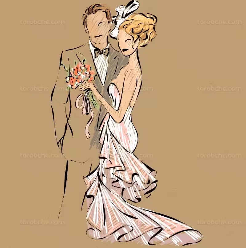 وکتور نقاشی داماد و عروس | گرافیک با طعم تربچه