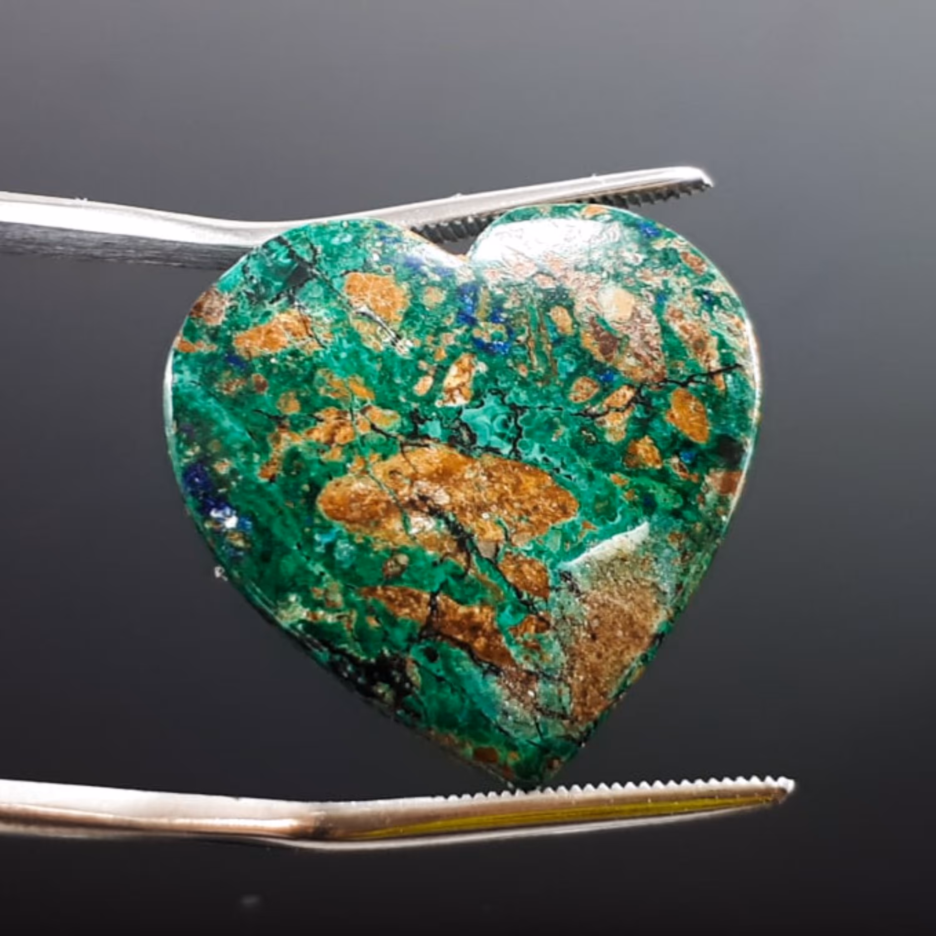 نگین آزوریت-مالاکیت طرح قلبی  کدY 6923 