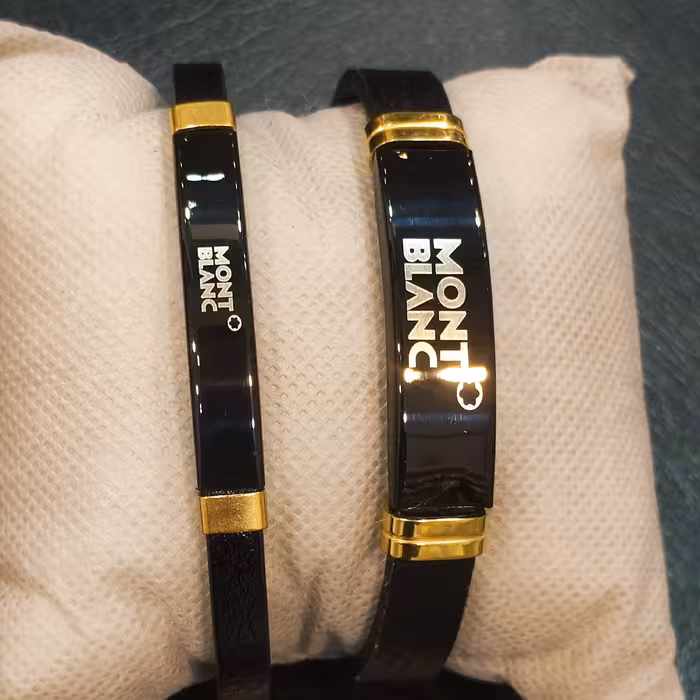 ست دستبند چرمی مارک مونت بلانک طلایی 