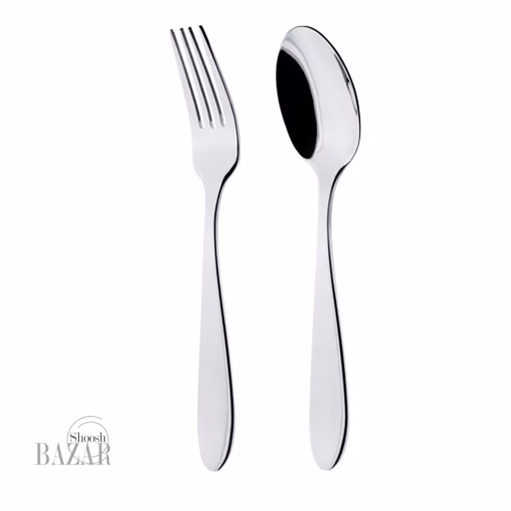 سرویس قاشق و چنگال 98 پارچه ناب استیل مدل ورونا