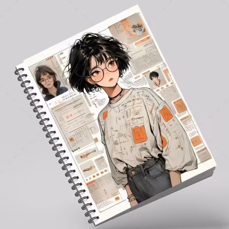 دفتر سیمی طرح orange girl 00