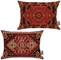 کوسن مبل مخمل طرح سنتی جفتی سایز 33 در 47 مدل R21-453-455 شرکت رنس