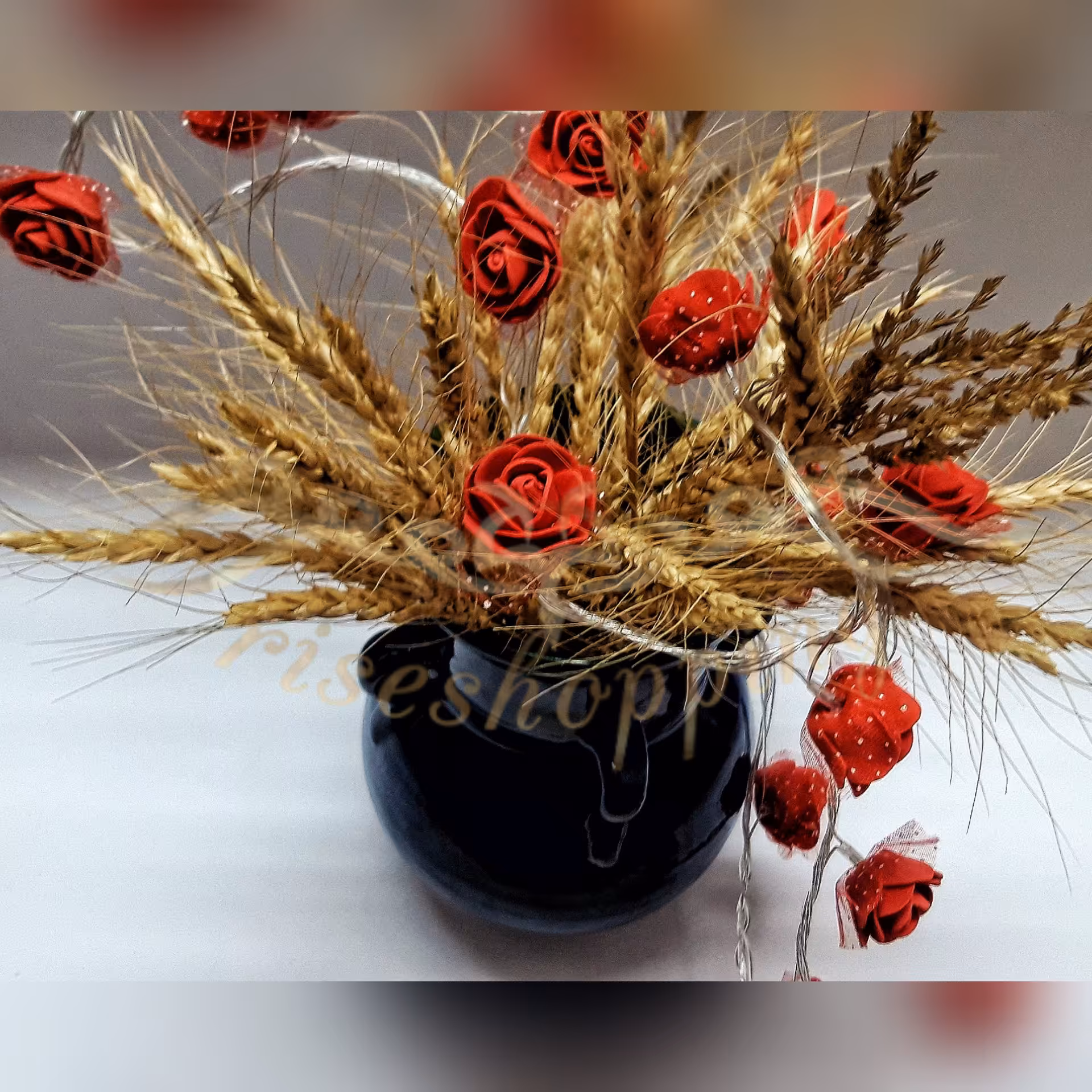 ریسه گل فومی قرمز 10متری 100لامپه رقص نور دار برقی