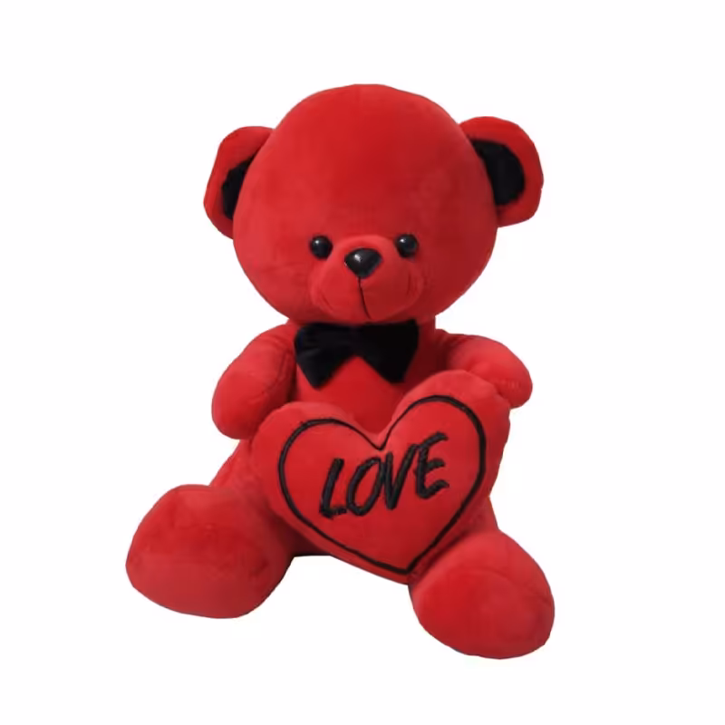 عروسک خرس قرمز قلب بدستLOVE