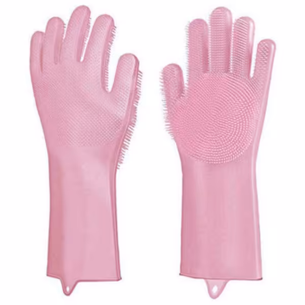 دستکش نظافت مدل سیلیکونی پرزدار کد LP55