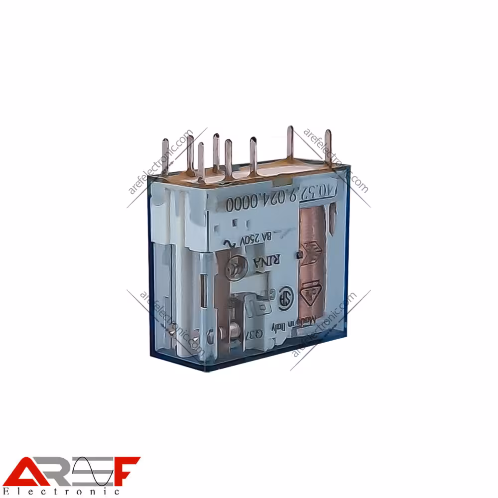 رله کتابی فیندر Finder دارای 24 ولت 2 کنتاکت 8 آمپر 8 پین - فروشگاه عارف الکترونیک