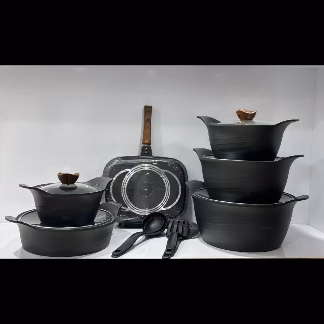 سرویس قابلمه 16 پارچه داخل و رویه گرانیت برند سانرایس رنگ مشکی