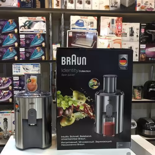 آبمیوه گیری بران مدل j700.رنگ سیلور .استیل .پلاستیک .1000وات.وزن 6300 گرم(پس کرایه ) 